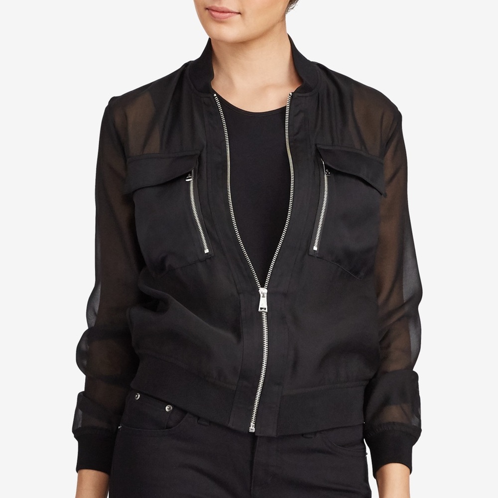 Lauren Ralph Lauren Semi-Sheer Bomber Jacket